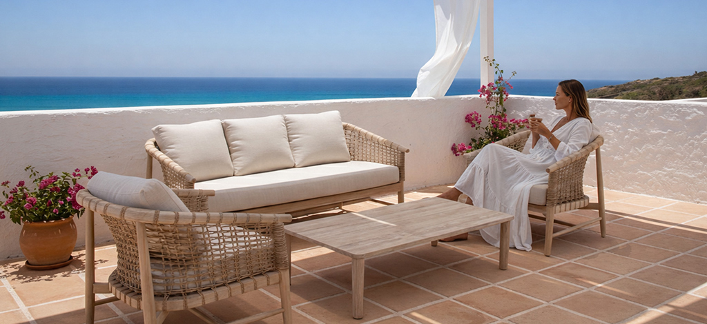 Louungeset Majorca - loungebank, loungestoelen en salontafel